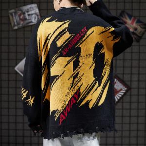 China Plus Size Ripped Crewneck Pullover Sweatshirt Frayed Trim on sale