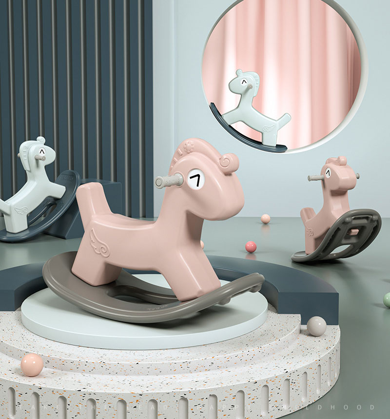 Gender-Neutral PVC Rocking Horse Roller Coaster Fun Toddler Ride-on Toy for 1-5 Year Olds