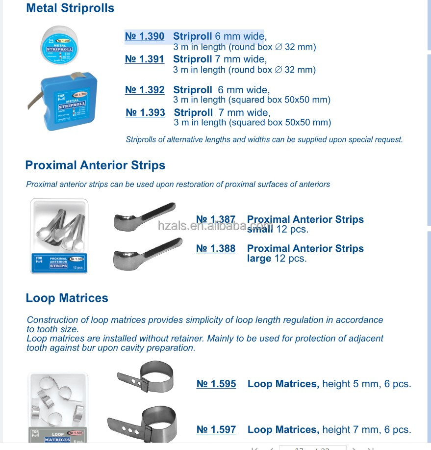 Dental Matrix Band Dental Loop Matrices kit 1.597 TOR-VM CE Certificate Hot 2022 Sale 6PCS/PK