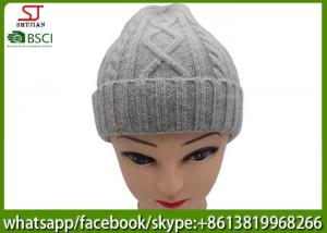 China Chinese manufactuer ladies  winter knitting hat 45%cony hair 15%wool 40%Acrylic76g 20*20cm light grey keep warm on sale