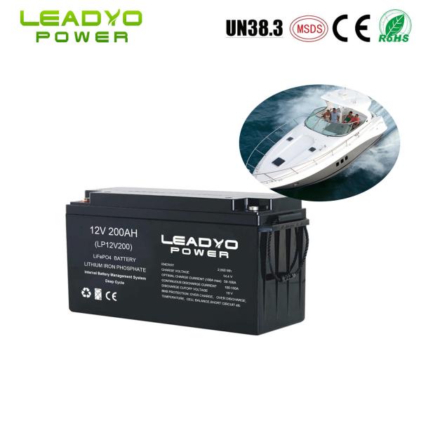 Rechargeable IP66 Lithium ion Marine Battery 12V 200Ah LiFePO4 Deep Cycle