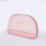 Custom Transparent Nylon Mesh Pink Makeup Bag 21*13*3 Cm Embroidery Letters