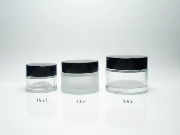 JG-F31 15g 30g 50g empty low profile glass cosmetic jars, wholesale frosted