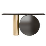 Stainless Steel Console Table Wall Table With Brushed Gold Natural Marble Top