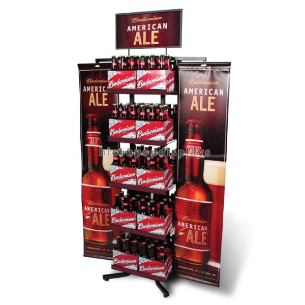 Customized Wine Retail Store Display Fixture 4 Legs Bamboo Wood Wine Display Rack