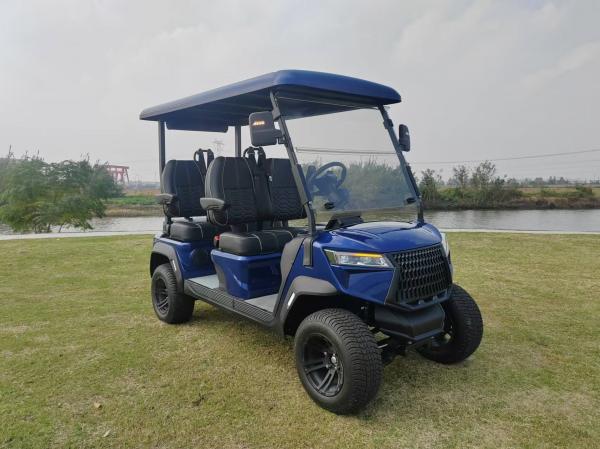 Deep Blue Four Seater Golf Cart Luxurious Comfortable Perfect For Outdoor