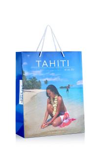 China TAHITI Branded Paper Bags Embossing Promotion Gift Bags With PP Handle on sale