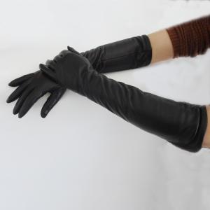 Wholesale Ladies Long Black Leather Gloves , Wool Lined Womens Designer Leather Gloves from china suppliers