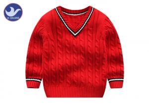 China Cable Knitting Stripe Boys V Neck Sweater Full Reglan Sleeves School Uniforms on sale