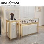 Golden White Jewellery Display Counters , Color Size Can Be Custom Design Style