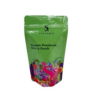 Wholesale Glossy Green Zipper Sealing Custom Stand Up Pouches For Organic Fruit Powder Packaging from china suppliers