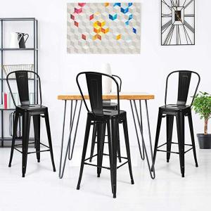 Wholesale Restaurant High Bistro Table And Stools Outdoor Modern Black Metal Stackable Style from china suppliers