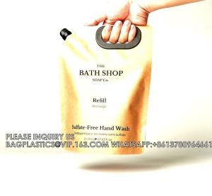 Wholesale Eco-Friendly Kraft Paper Spout Pouch Shampoo Refill Bag Liquid Packaging Pouches Stand Up, Flat Bottom, Side Gusset from china suppliers