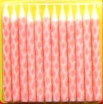 Light Pink Color Diamond Shaped Birthday Candles With White Flower Holder