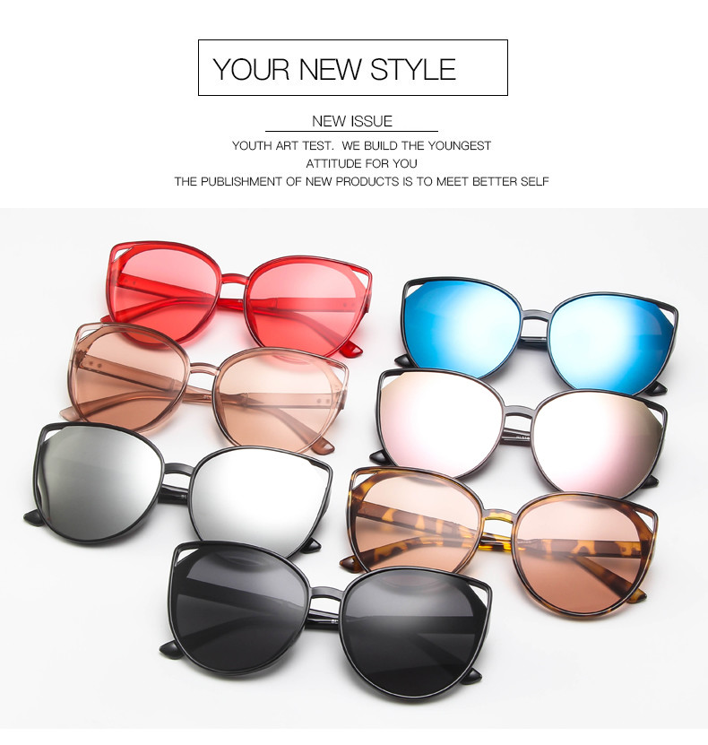 Female Silver Pink Lens Sunglasses Round Rose Gold Frame Retro Color Mirror Lens Glasses