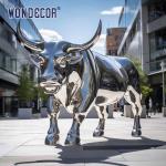 Large outdoor park metal art abstract animal hollow bull stainless steel