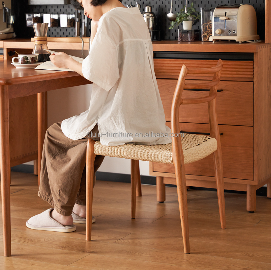 Modern Design Solid Wood Dining Chair with Woven Paper Cord and Nitrolacquer Finish within Your Budget