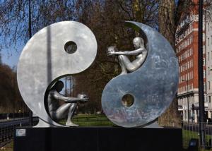 Wholesale Public Art Modern Stainless Steel Sculpture , Yin And Yang Sculpture For Garden from china suppliers