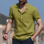 100% Linen S - 3XL Men'S Casual Shirt Short Sleeve Soild Color Single Button