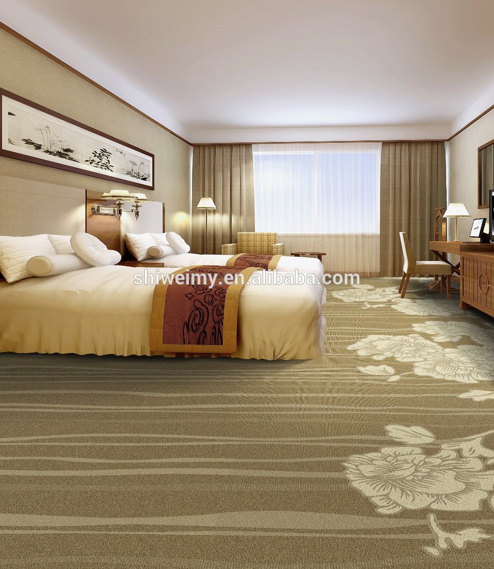 Wool carpets, High cut low pile blend jacquard carpets from bedroom