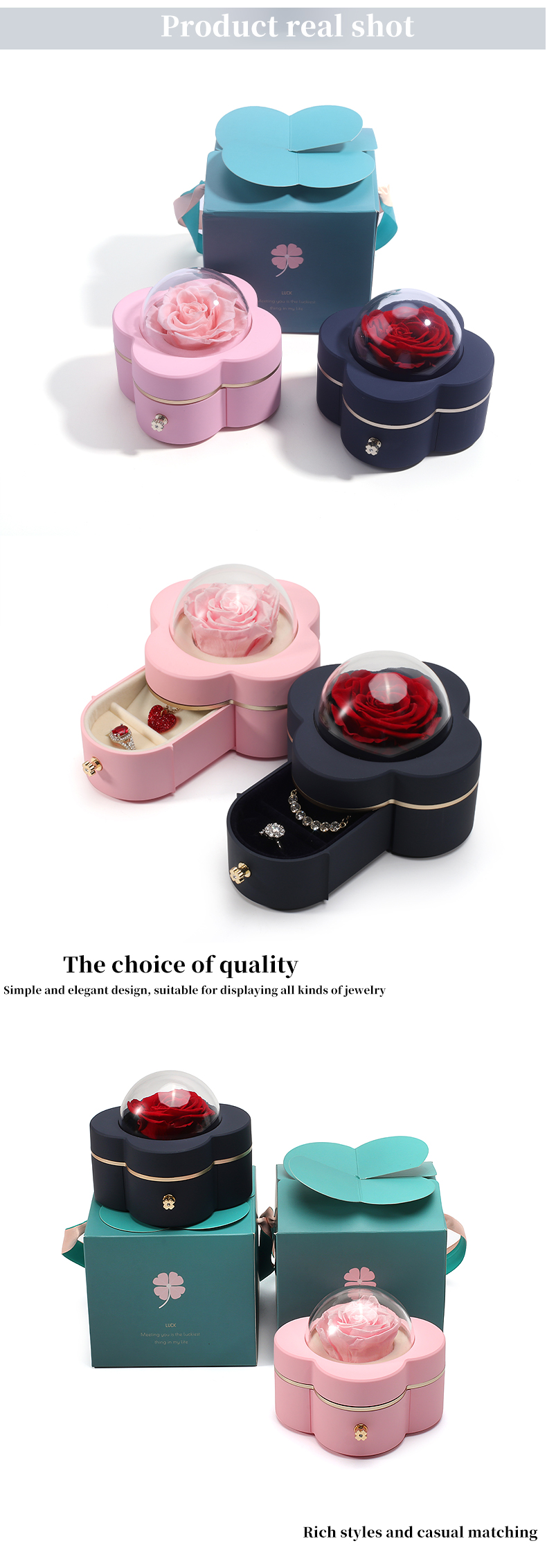 Four Leaf Clover Shape Spray Paint Drawer Jewelry Box for Sophisticated Packaging