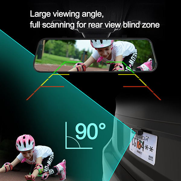 FHSS Rear View Dash Cam Backup Camera 10 Inch Mirror AHD Receiver