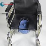2 In 1 Folding Steel Wheelchair With Removable Seat Cushion Toilet Bowl