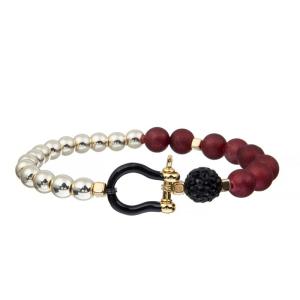 Wholesale Deep Red Seed Beaded Bracelets Unisex Stretchy Nylon Thread Stacking from china suppliers