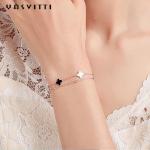 20cm 0.12oz Four Leaf Clover Bracelet 925 Lead Free Silver Slider Bracelet