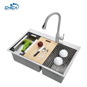 Wholesale Double Bowl Kitchen Sink Handmade Kitchen Sink Stainless Steel Kitchen Sink With Faucet from china suppliers