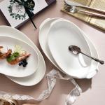 10" Cream White Porcelain Appetizer Plates Shabby Chic Savall Porcelain Oval