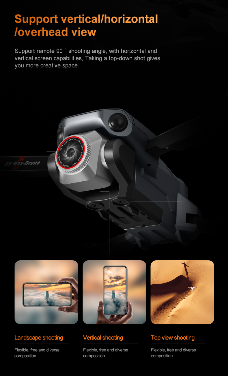 Plastic K6 Max Drone Wifi Foldable Remote Control Helicopter Rc Dron Toy Gifts with Other Maximum Flight Time