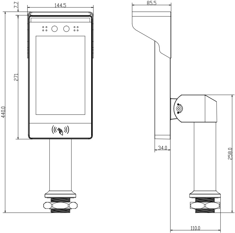 Access Control Face Recognition Temperature Measurement Thermometer USB HOST Interface