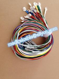 China colorful eeg cable with electrodes,eeg cup silver-plating,eeg electrodes,24pcs/set on sale