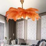 G9 Light Source Hanging OEM Ostrich Feather Ceiling Pendant