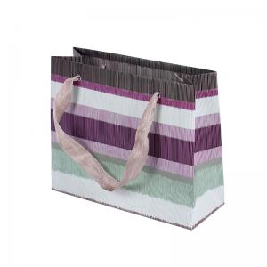 China custom printed black and white striped paper bag industry with handle eyelet on sale