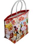 Reusable Orange PP Woven Shopping Bags With Transparent PVC Handle, Danceing