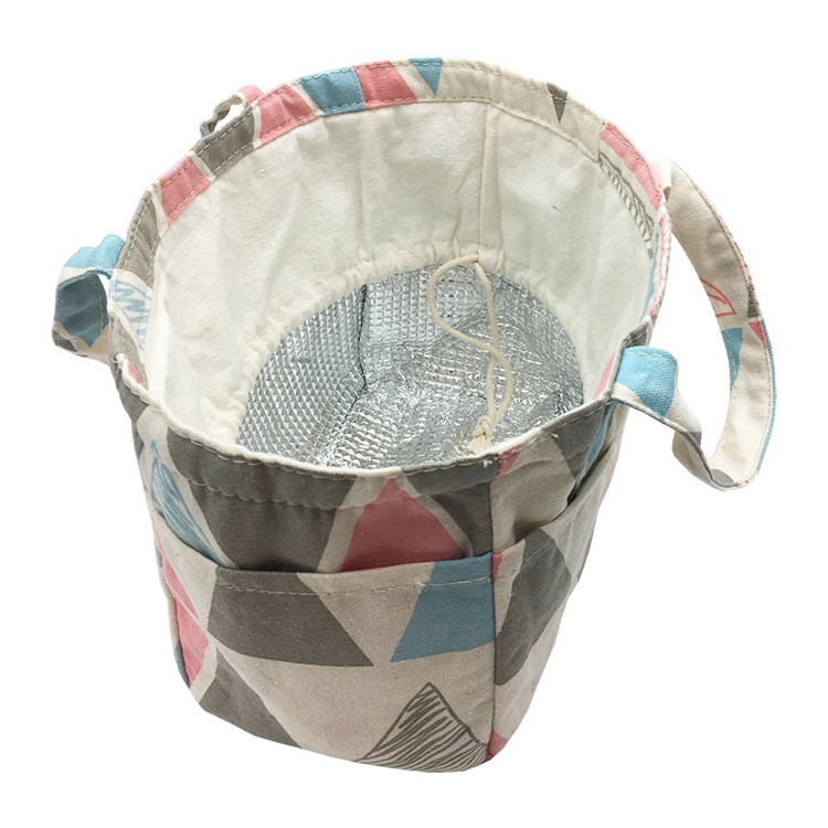 Compact 6 Can Cooler , Drawstring Insulated Lunch Box With Hard Plastic Liner