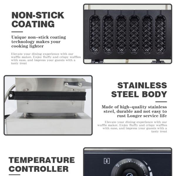 Kitchen Utensil Waffle Maker for Snacks and Hot Dogs 7.5 KG Temperature 50-300 Degree