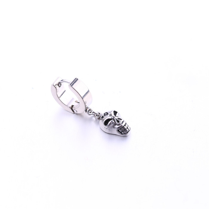 Wholesale cool earrings stainless steel body piercing jewelry skull huggie earrings