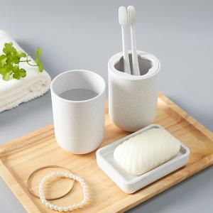 Wholesale Wheat Toothbrush Cup Glass Soap Box Biodegradable Bathroom Wash Sets from china suppliers