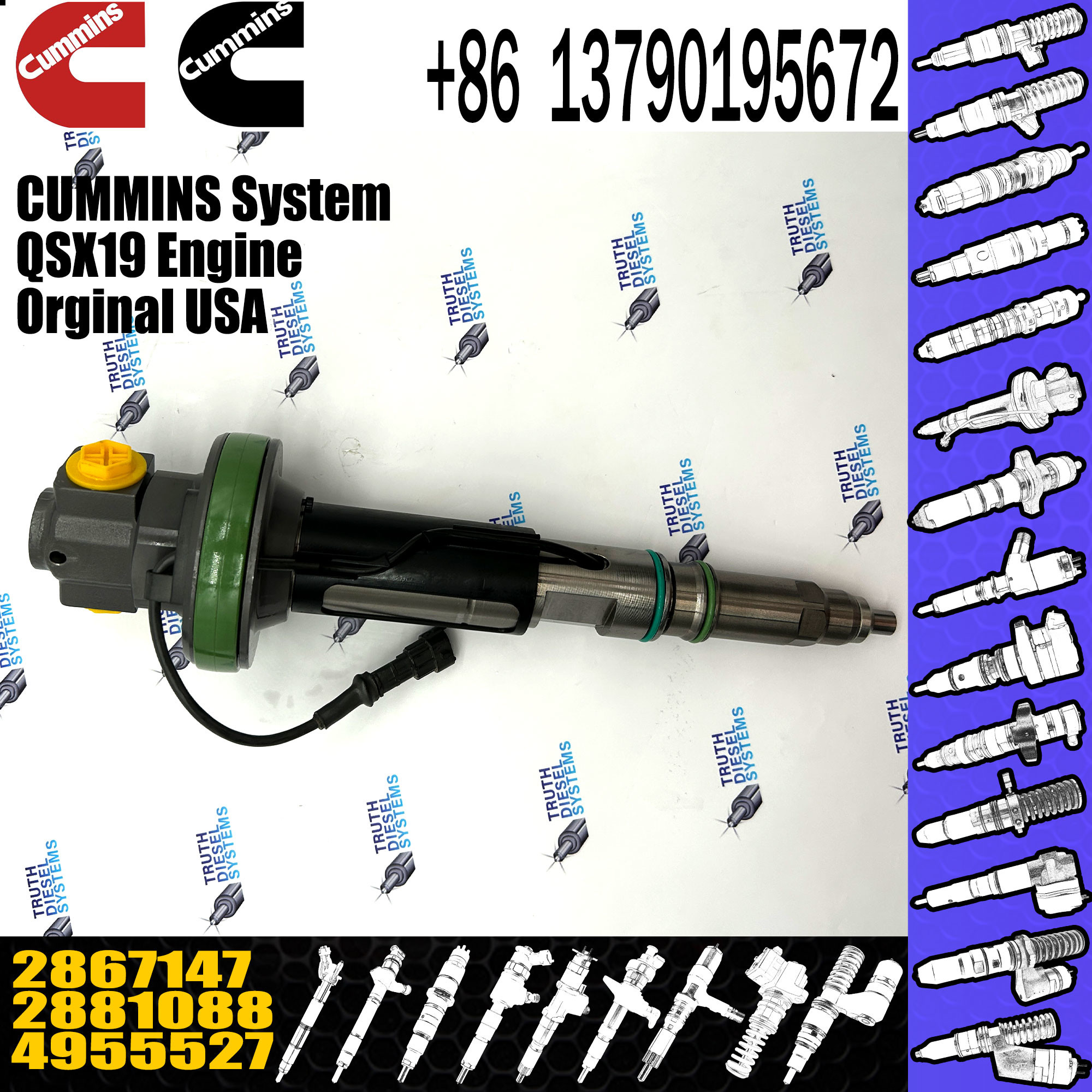Excavator spare parts 4964170 Fuel Injector 4964171 4955524 2867147 for K19 KTA19 QSK19 engine fuel injectors