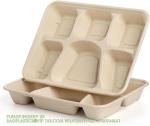 5 Compartment Snack Food Tray Sugarcane Bagasse Plate Disposable Plates Eco