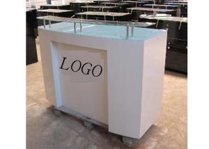 Wholesale HDF Baking Glossy White Retail Checkout Counter Floor Standing With Printed Logo from china suppliers