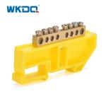 500V / 17.5A PE Ground Terminal Bus Bar Yellow Din Rail Terminal Blocks