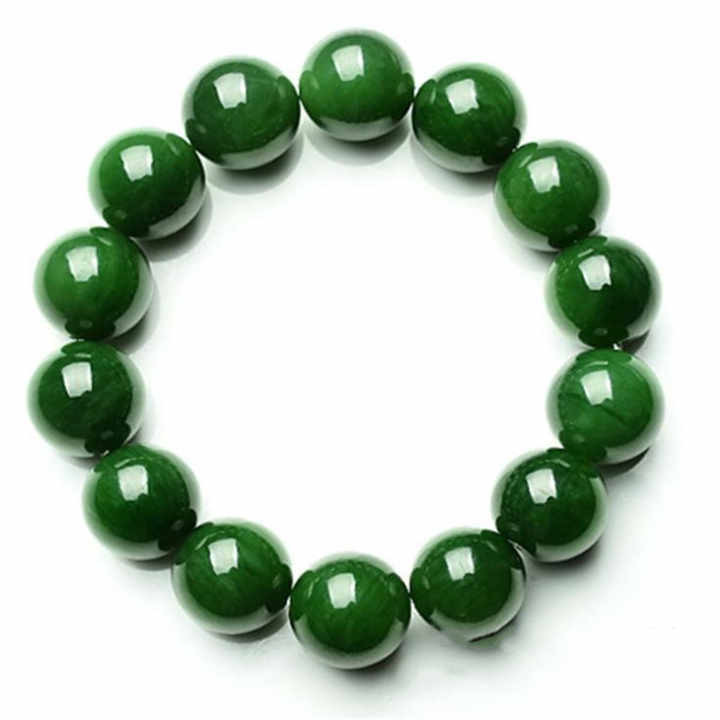 Premium Artisan Handcrafted Jade Necklace High Quality Woman Natural Dark Green Jade Round Gemstone Beads Stretchy Bangle Necklace and Bracelet 8/10