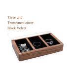 Three Slots Black Walnut Jewelry Box Organizer For Wedding Rings Necklace