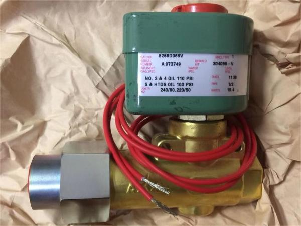 8266D069V 1/2" NPT Emerson ASCO 2 Way Solenoid Valve Fuel Oil 120VAC 1/4"