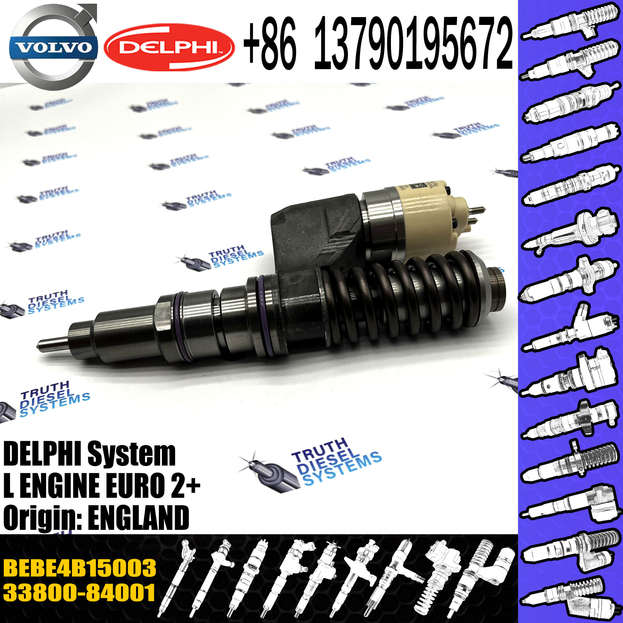 High Quality System Diesel Engine Fuel Injector BEBE4B15003 33800-84001 33800 84001 For Hyundai 12 LT Truck Euro 2+