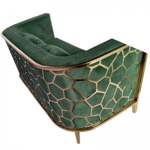 China Modern Gold Stainless Steel Luxury sofa set furniture living room Purple blue green Velvet Fabric Sofas on sale